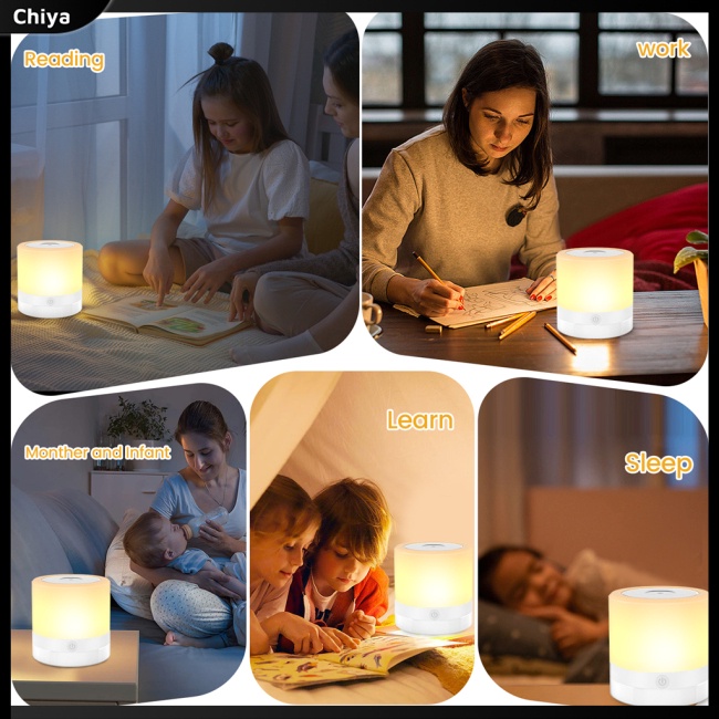 Đèn Ngủ Để Bàn Cảm Ứng Thay Đổi Màu Sắc Sạc Nhanh USB Dành Cho Trẻ Em