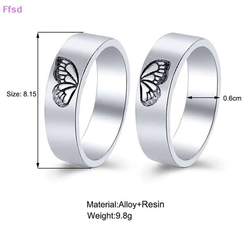 {Ffsd} Bộ 2 Nhẫn Xếp Chồng Lên Nhau Họa Tiết Bướm Phong Cách Gothic Cá Tính Thời Trang Cho Cặp Đôi Bạn Bè /