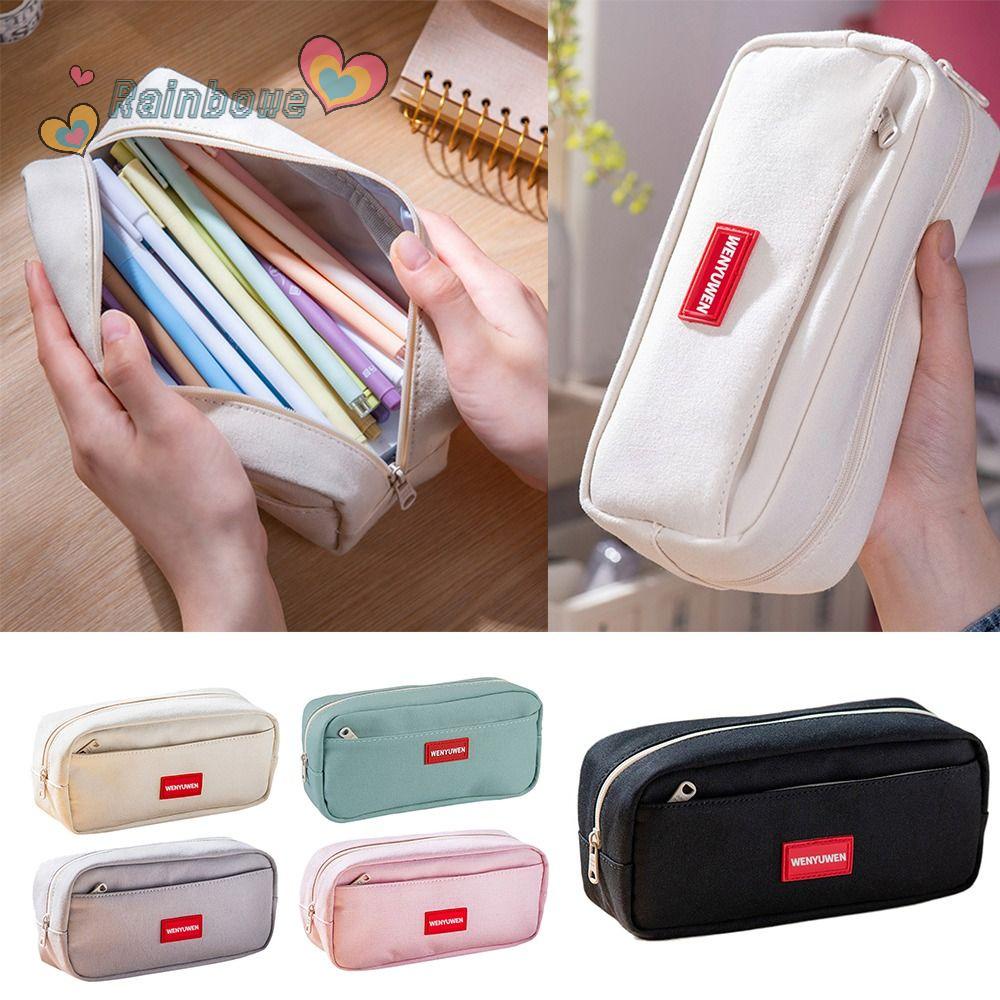 RAINBOW Túi Đựng Bút Bằng Vải Canvas Cỡ Lớn Đa Năng Tiện Dụng Ốp
