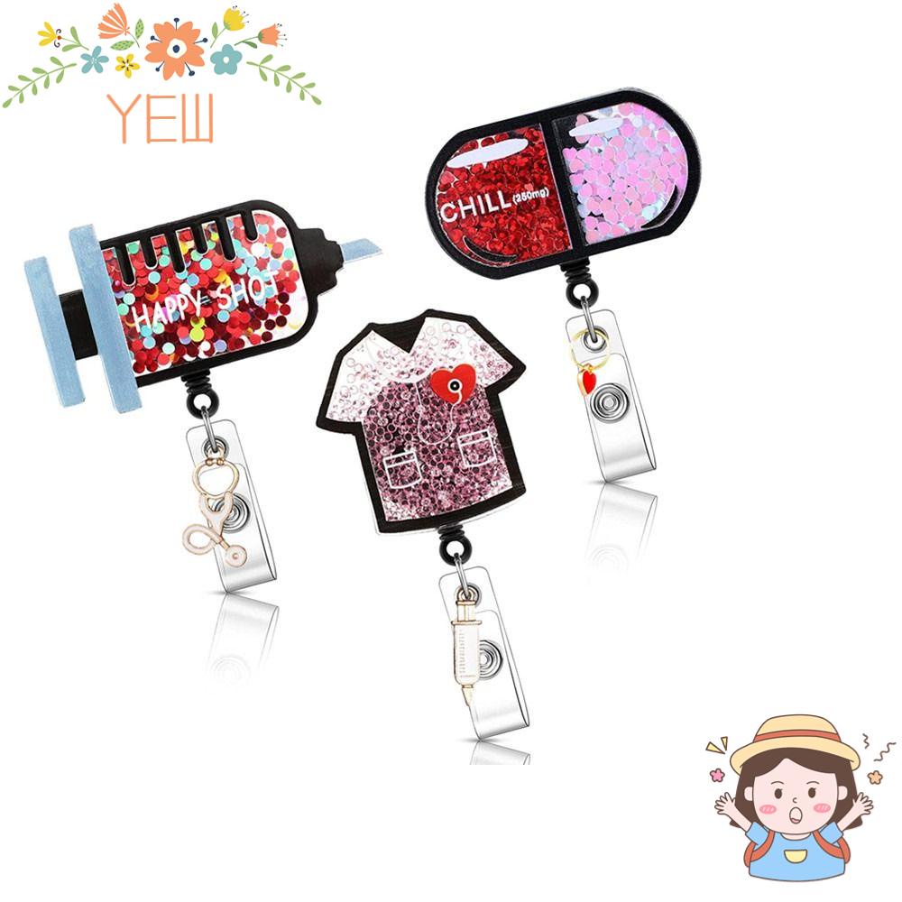 YEW Set 3 Móc Chìa Khóa ABS Có Thể Thu Gọn Thời Trang Cho Văn Phòng