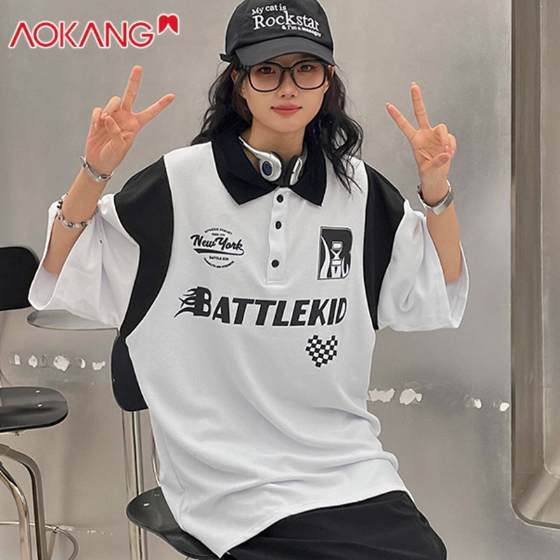 Áo Thun POLO Ngắn Tay Form Rộng Phong Cách Năng Động Trẻ Trung Dành Cho Cả Nam Và Nữ