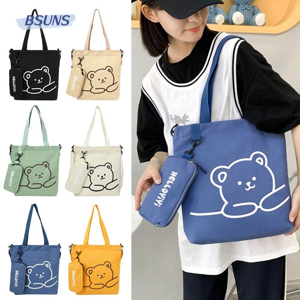 BSUNS Túi Vải Canvas Đeo Chéo Kiểu Dáng Đơn Giản Xinh Xắn Dành Cho Nữ