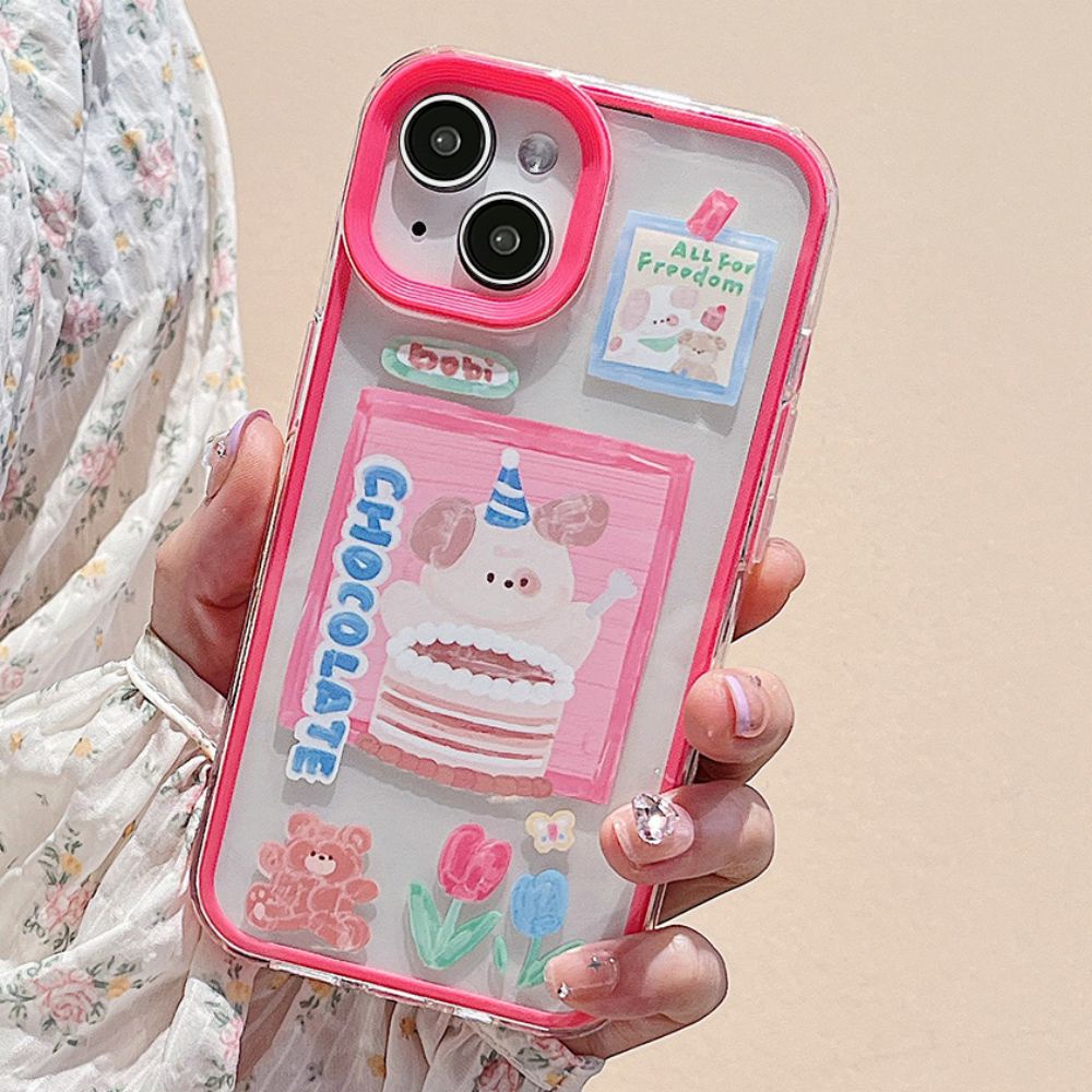 Ốp Điện Thoại TPU Mềm Chống Sốc 3 Trong 1 In Hình Gấu Dễ Thương Cho IPhone 14 13 12 11 Pro Max X XR 8 7 Plus