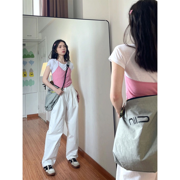 COZOK Bộ Áo Thun Ngắn Tay + Áo Hai Dây Thời Trang Hàn Quốc Gợi Cảm