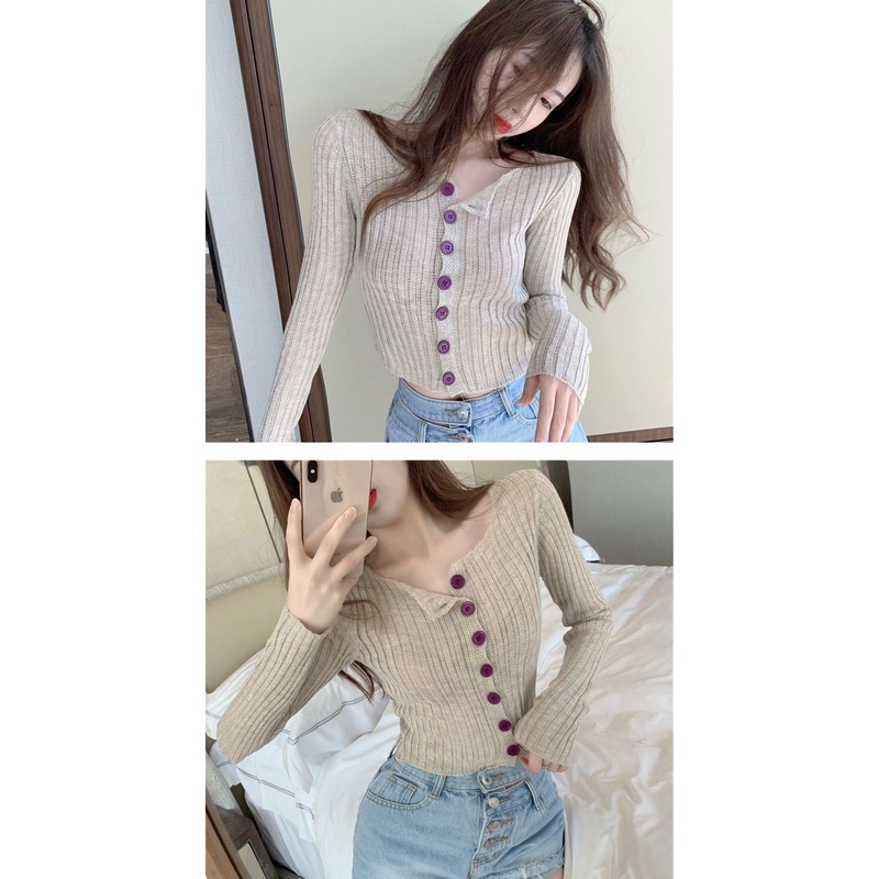Áo Cardigan Dệt Kim Tay Dài Thời Trang Xuân Thu Dành Cho Nữ
