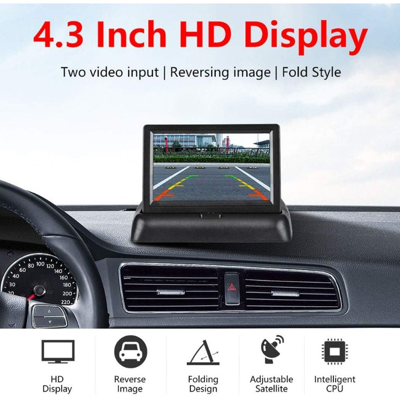 Màn Hình 4.3 Inch Gấp Mở Dễ Dàng Với Camera Trước Và Sau Cho Xe Hơi