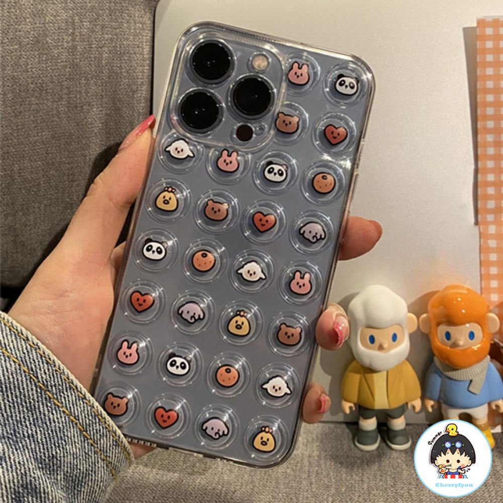 Ốp Điện Thoại Dẻo Trong Suốt Họa Tiết Hoạt Hình Bong Bóng 3D Chống Sốc Cho IPhone 14 11 12 13 Pro Max X XR XS 7 8 Plus
