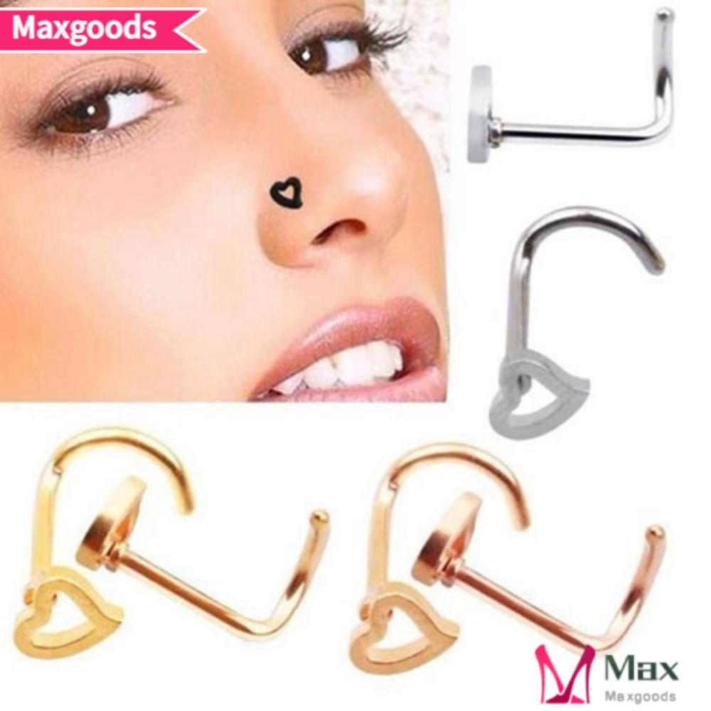 MAXG Khuyên Mũi Hình Trái Tim Bằng Thép Phẫu Thuật Cho Nam Và Nữ