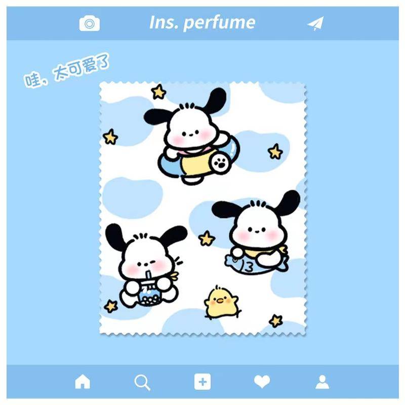 SANRIO Khăn Lau Kính Sợi Nhỏ 17 * 14cm Pochacco Kuromi Cinnamoroll 3 Kiểu Dành Cho Điện Thoại / Ống Kính