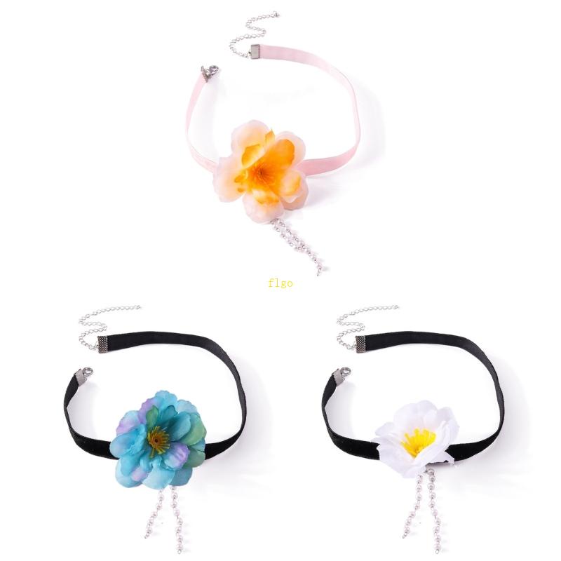 Vòng Cổ Choker Bằng Vải Đính Hoa Nhân Tạo Cho Nữ