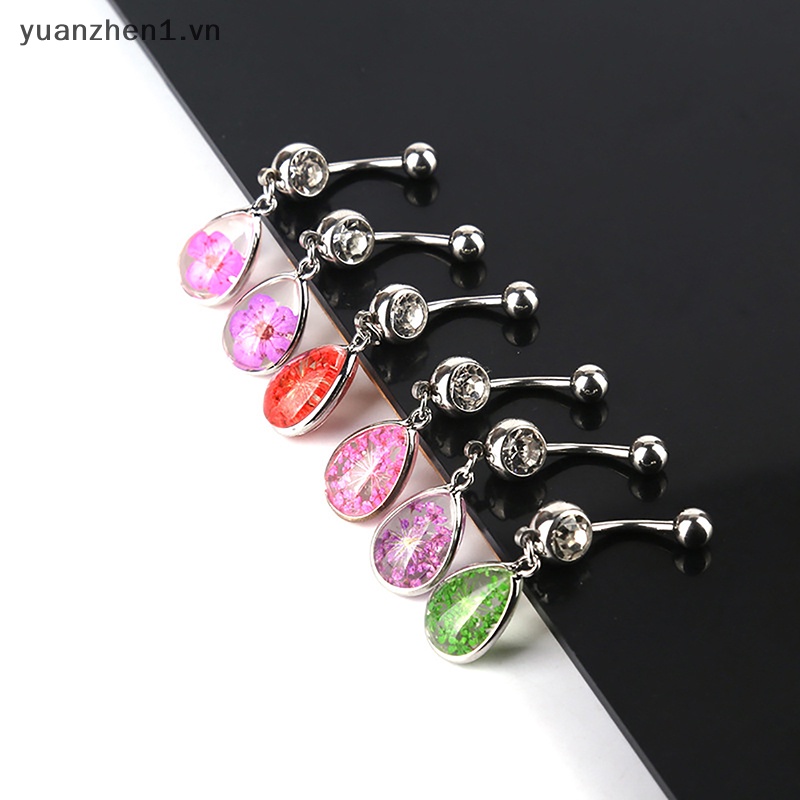 Khuyên Rốn Đính Đá Hình Giọt Nước Bằng Thép Không Gỉ Thời Trang Cho Nữ