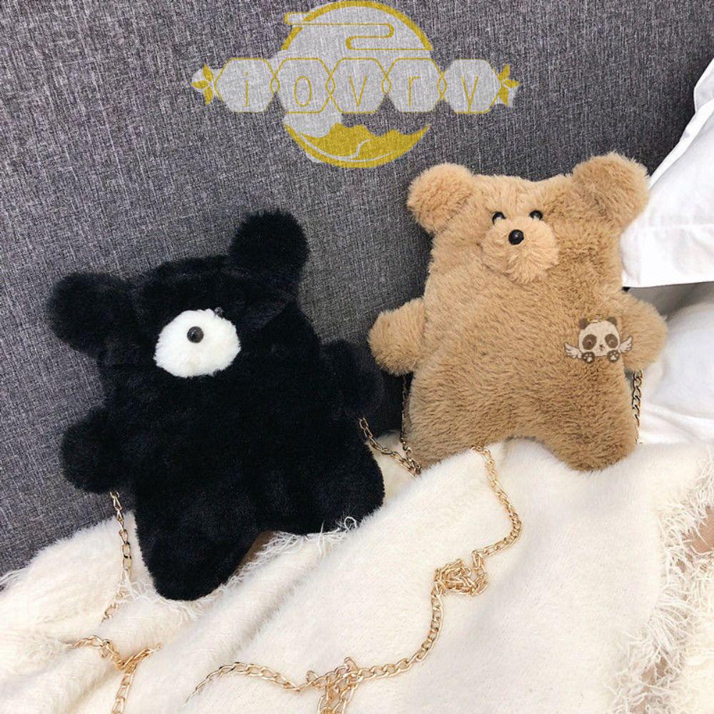 IVORY Túi Đeo Chéo Hình Gấu Teddy Phủ Lông Thời Trang Xinh Xắn Dành Cho Nữ