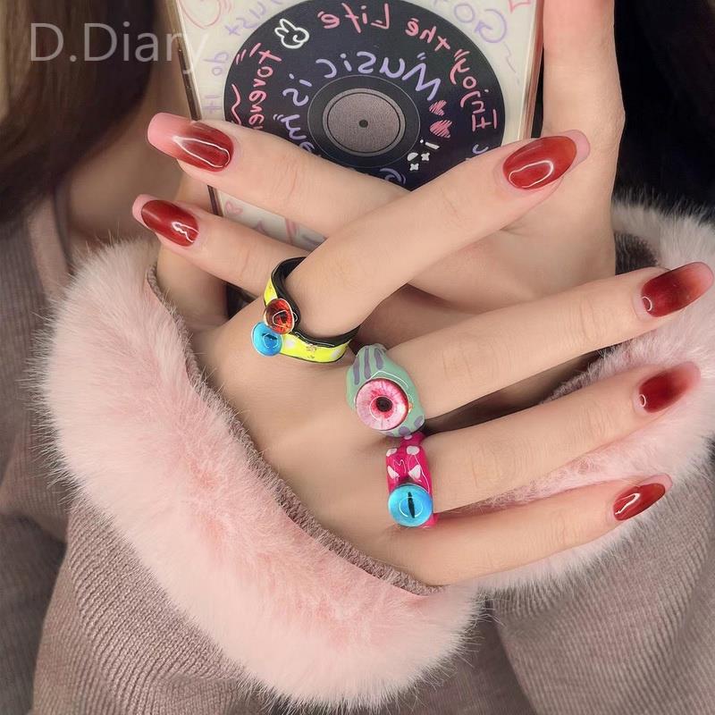 Nhẫn Hình Mắt Mèo Màu Xanh Lá Dễ Thương Phong Cách Punk Thời Trang Cho Cặp Đôi