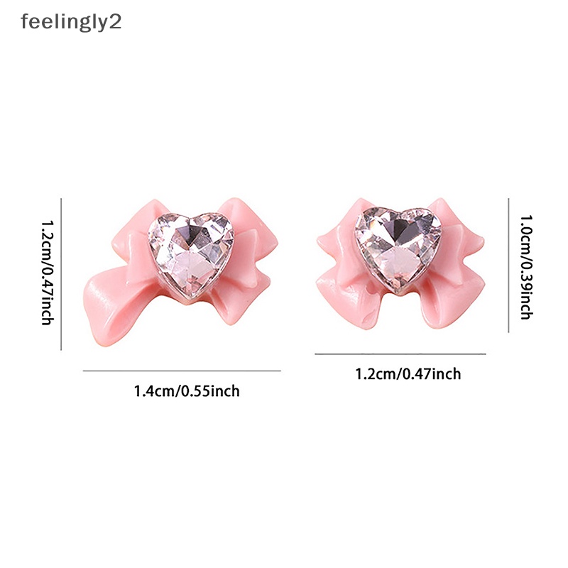 Bộ 10 HạT ĐíNh Trang Trí MóNg HìNh Nơ / TráI Tim 3D