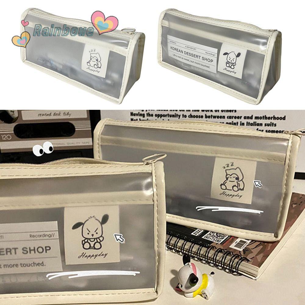RAINBOW Túi Đựng Bút Có Khóa Kéo Sức Chứa Lớn Hình Pacha Dog / Pokemon Cho Học Sinh