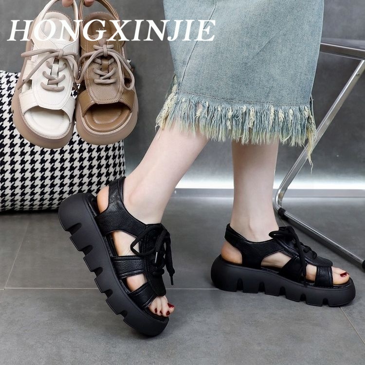 HONGXINJIE dép sandal nữ dép quai hậu nữ 2023NEW Phong cách cao cấp của các đường phố thời trang retro 070407