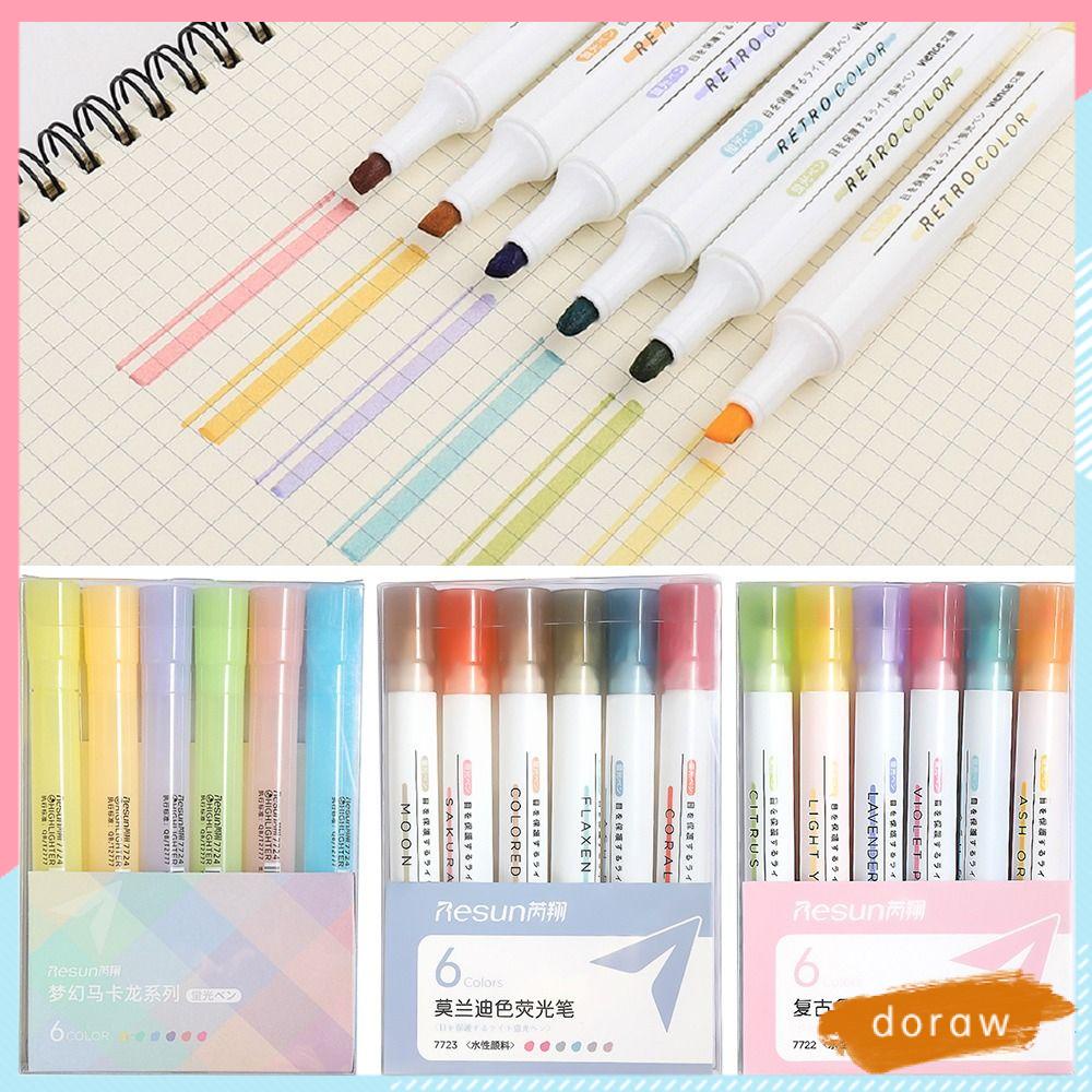 DORAW Set 6 Bút Bắt Sáng Nhiều Màu Sắc Dùng Để Vẽ Graffiti