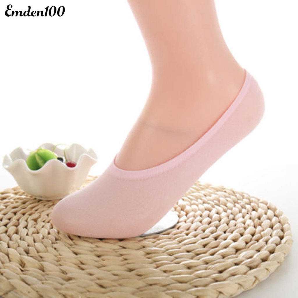 1 Đôi Tất Ngắn Chống Trượt Thoáng Khí Màu Sắc Đơn Giản Cho Nữ