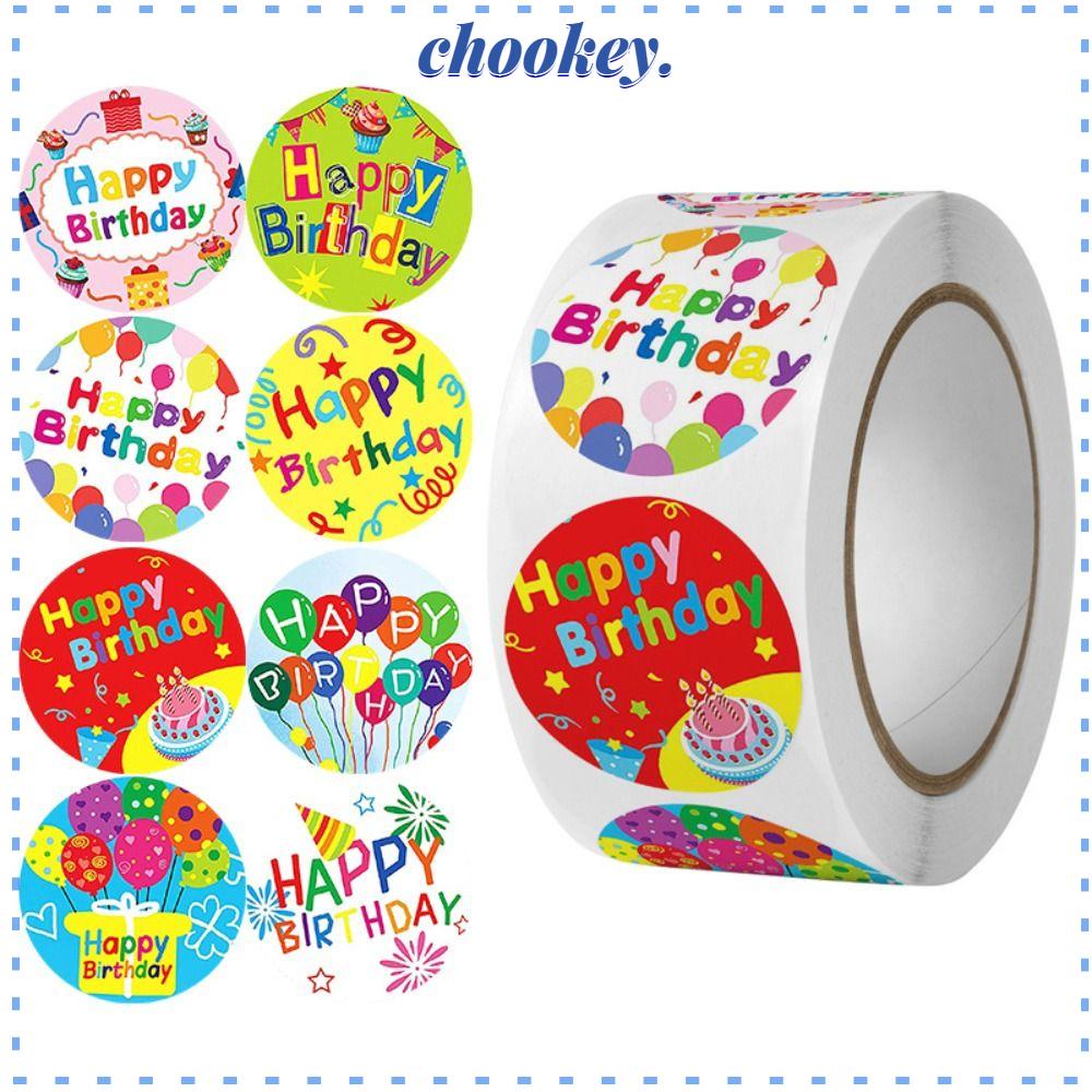 CHOOKEY Set 500 Sticker Tròn 1in Tự Dính Trang Trí Sinh Nhật