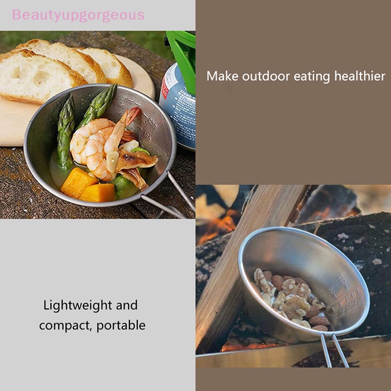 Tô Đựng Thức Ăn Bằng Thép Không Gỉ Có Tay Cầm Có Thể Gập Lại Tiện Dụng Mang Theo Du Lịch Cắm Trại