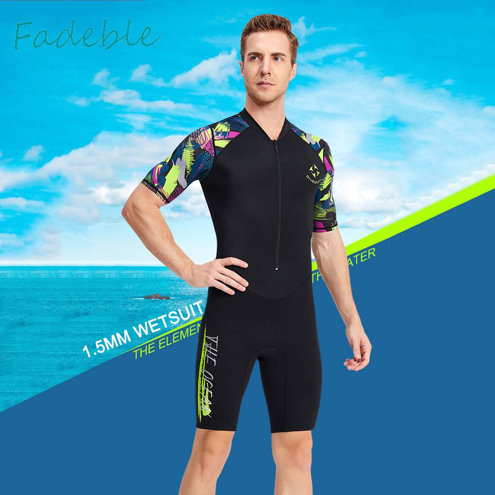 Bộ Đồ Lặn Toàn Thân Chống Tia UV Cao Su Tổng Hợp Có Khóa Kéo Trước Dày 1.5MM