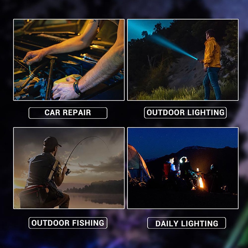 Đèn Pin Cầm Tay Siêu Sáng Chiếu Xa 300m Có Zoom, Chống Nước IPX6, Có COB Led 7 Chế Độ - YKD