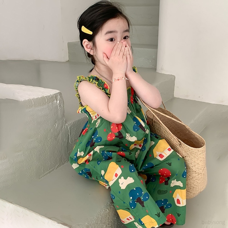 Bộ Áo Liền Quần Phong Cách Hàn Quốc Dễ Thương Thời Trang Mùa Hè Cho Bé Gái