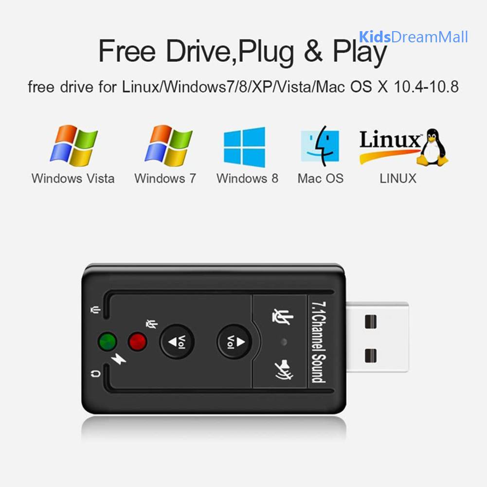 Thẻ Âm Thanh USB 7.1 Jack 3.5mm Cho Máy Tính