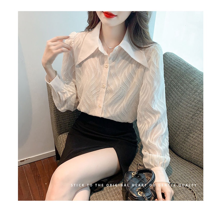 Áo Sơ Mi Chiffon Tay Dài Dáng Rộng Phong Cách Hàn Quốc Thời Trang Mới Cho Nữ