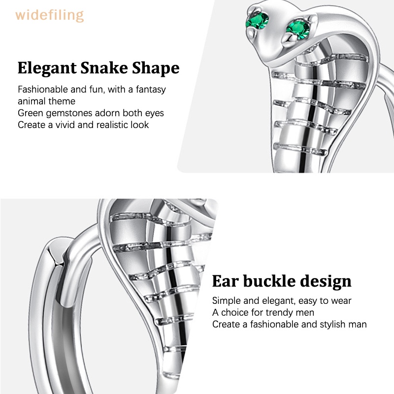 Bông Tai Hình Rắn Đính Đá Zircon Màu Xanh Lá Cây Phong Cách Hip Hop Thời Trang Cho Nam Và Nữ