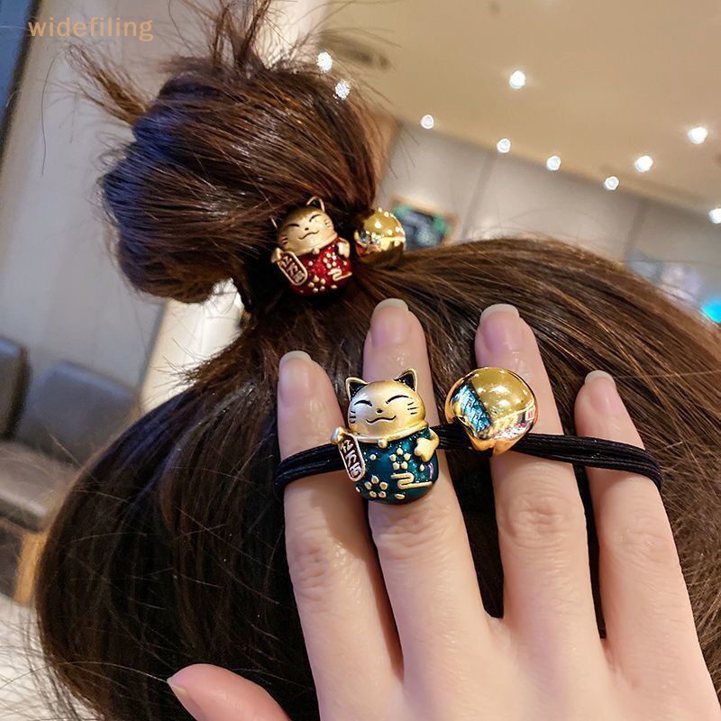 1 Vòng Tay Dây Thừng Đính Mặt Mèo May Mắn Bằng Resin Phong Cách Hoạt Hình Dễ Thương