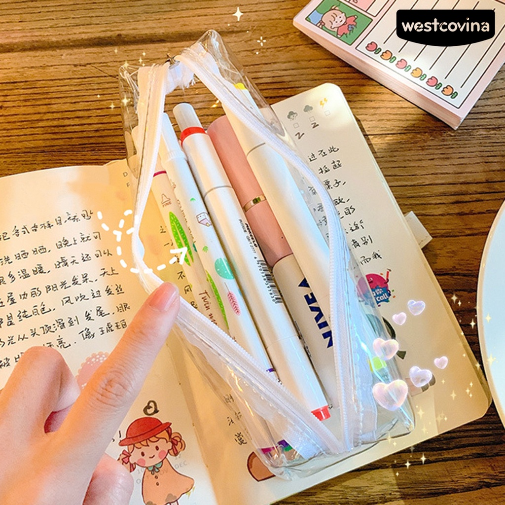 [WSTN]✎Túi Đựng Bút Trong Suốt Có Khóa Kéo Đa Năng Tiện Dụng