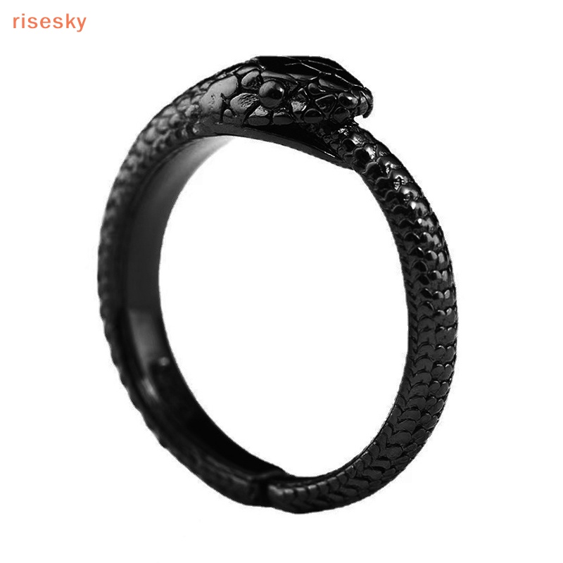 Nhẫn Hình Rắn Màu Đen Phong Cách Punk Cổ Điển Tinh Tế Thời Trang Cho Cặp Đôi