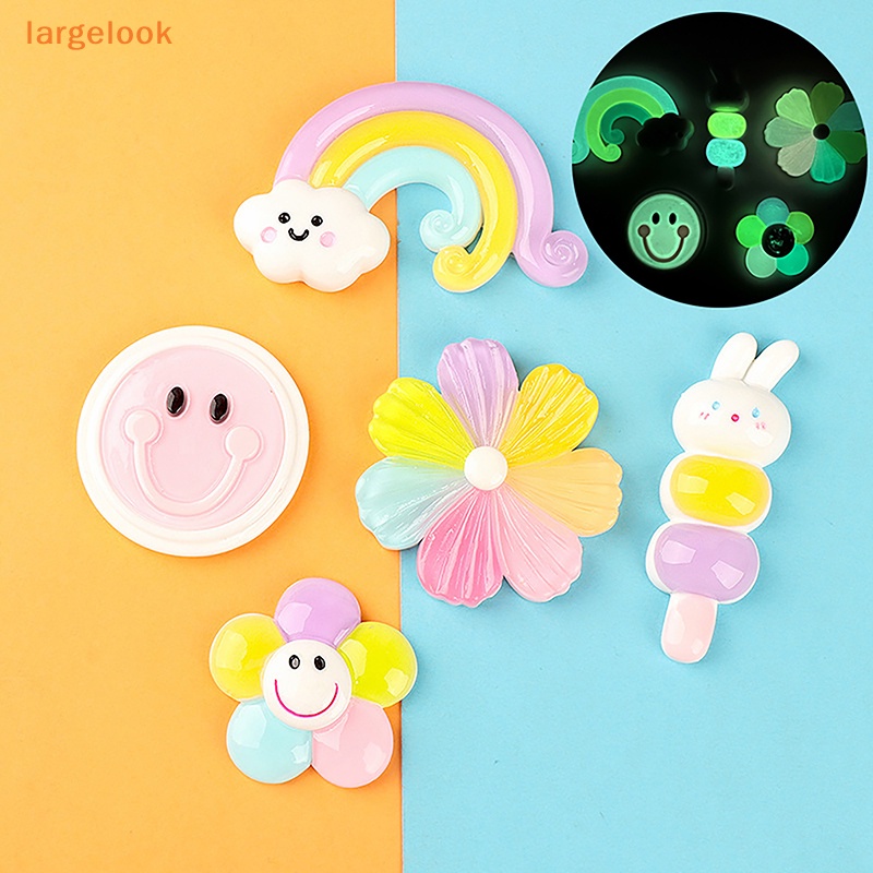 [Biglook] Set 2 Bông Hoa Nhựa Dạ Quang Mini Mặt Cười Trang Trí
