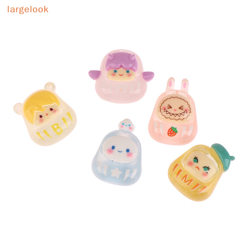 Set 5 Mặt Dây Chuyền Hình Búp Bê Dharma Bằng Nhựa Phát Quang Dễ Thương DIY