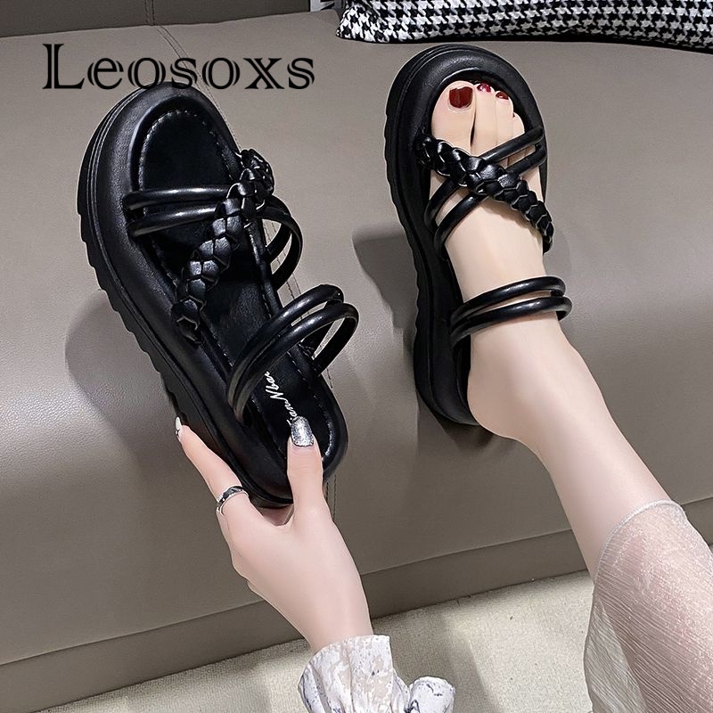 Leosoxs dép sandal nữ dép nữ dép bánh mì nữ dép bánh mì Chống Trượt 070504