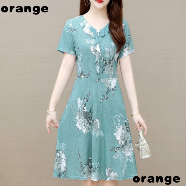 Đầm Tay Ngắn Size Lớn Thời Trang Mùa Hè 2022 Cho Nữ Trung Niên 40 Tuổi 50