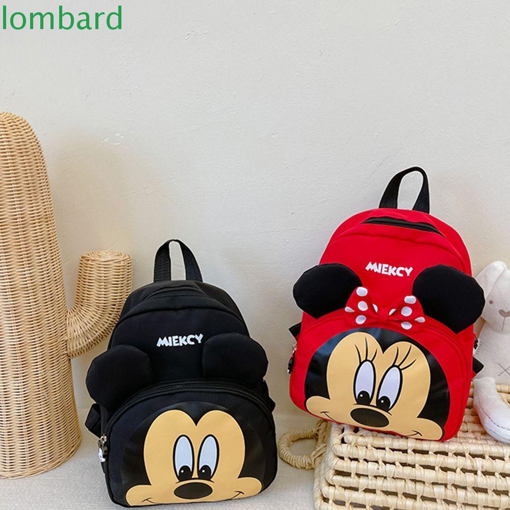 LOMBARD Balo Đeo Vai In Hình Chuột Mickey Hoạt Hình Phong Cách Cổ Điển Dành Cho Nữ
