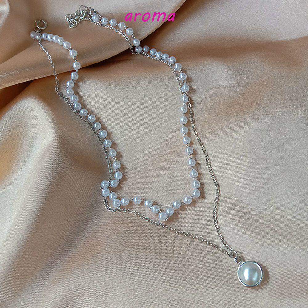 AROMA Vòng cổ Hợp Kim Hai Lớp Thiết Kế Đơn Giản Thanh Lịch Cho Nữ