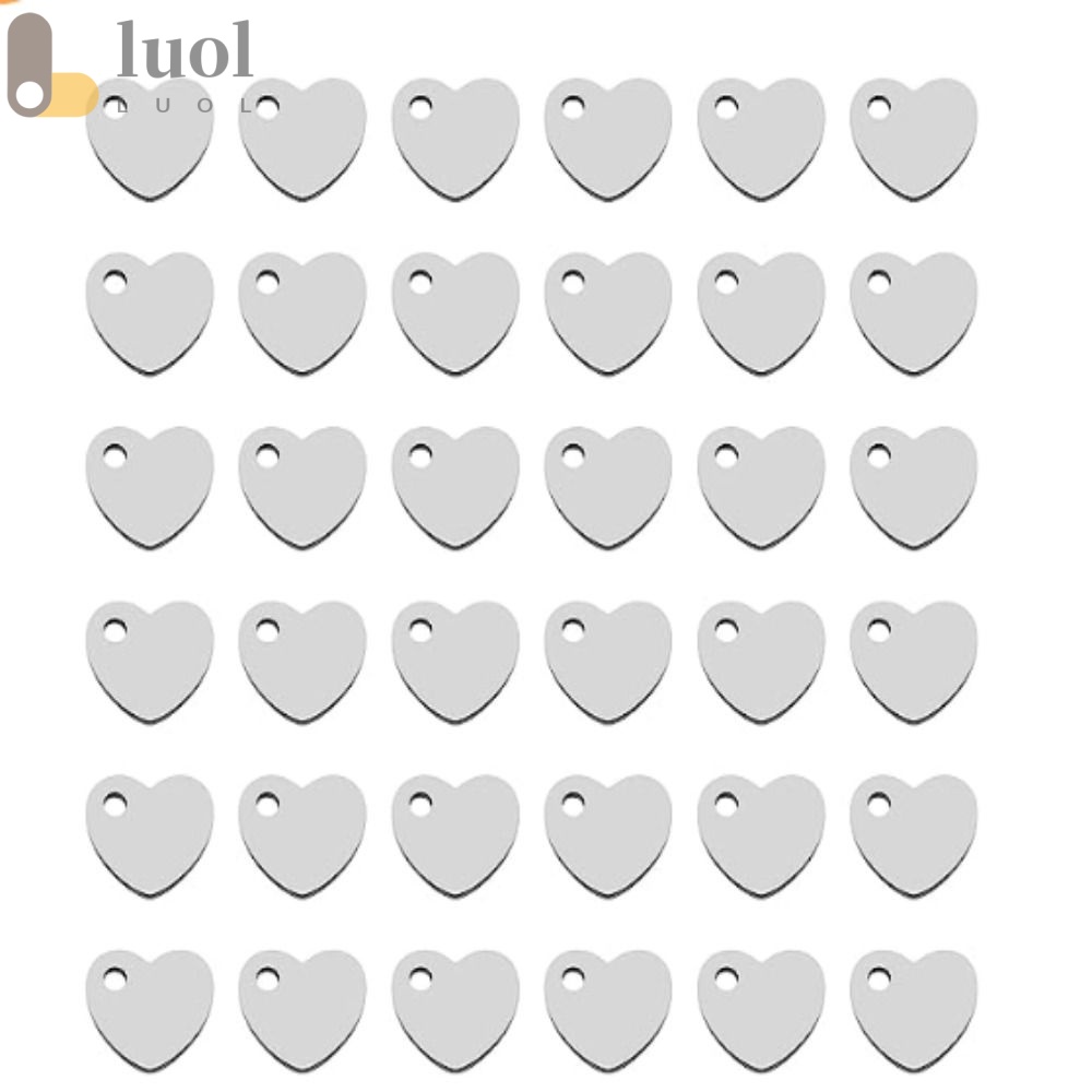 LUOL Set 100 Thẻ Dập Dấu Phẳng Bằng Thép Không Gỉ Nhỏ 2mm Màu Bạc Hình Trái Tim Dùng Để Làm Đồ Thủ Công DIY