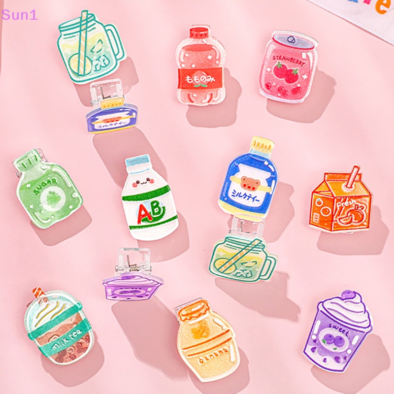 Sun1 &gt; Kẹp Giấy Ghi Chú / Chai Nước Uống Bằng Acrylic In Họa Tiết Hoạt Hình Dễ Thương Trang Trí Văn Phòng