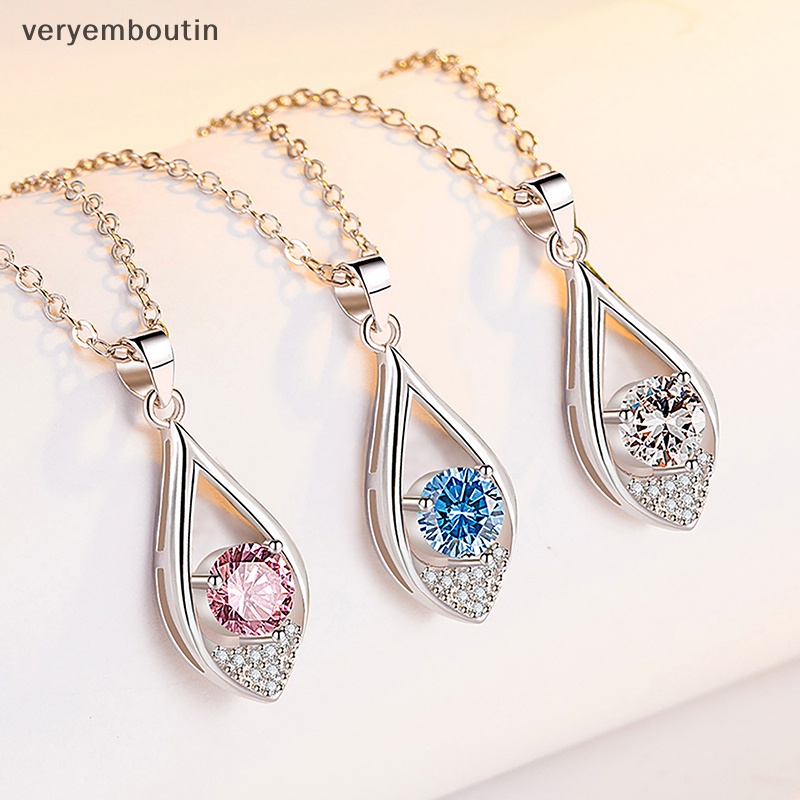 Mặt Dây Chuyền Hình Giọt Nước Bằng Đá Zircon Màu Sắc Chất Lượng Cao Thời Trang Cho Nữ