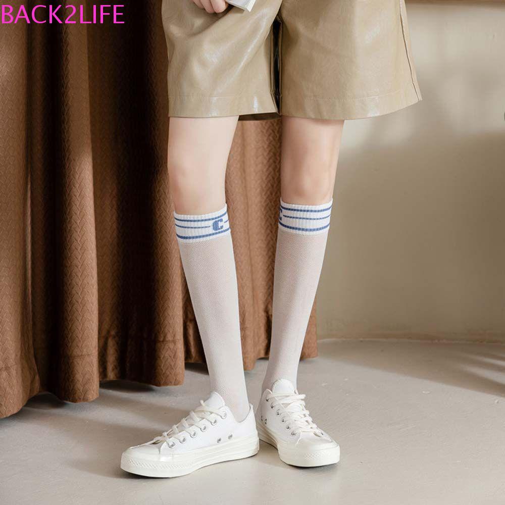 BACK2LIFE Vớ Lưới Kẻ Sọc Chữ C Thoáng Khí Thời Trang Đường Phố Cho Nữ