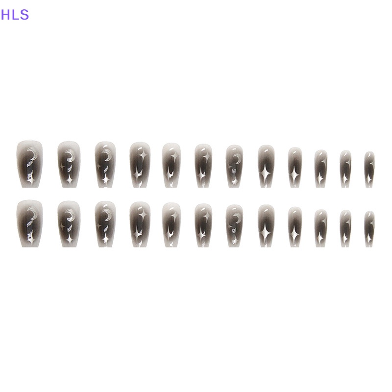 Bộ 24 Móng Tay Giả Bằng Acrylic Màu Đen Có Thể Tái Sử Dụng Y2k