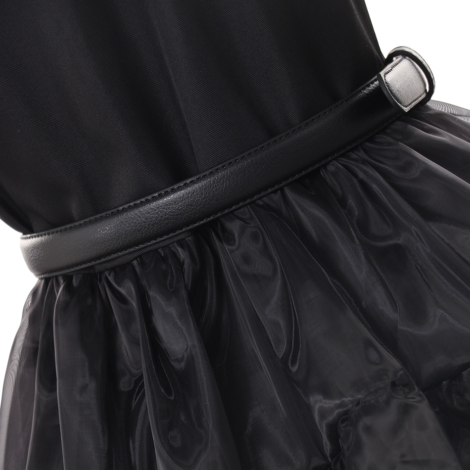 Đầm Hóa Trang Halloween Addams Màu Đen Phong Cách Gothic 2023 Cho Bé Gái E75 3-12 Tuổi