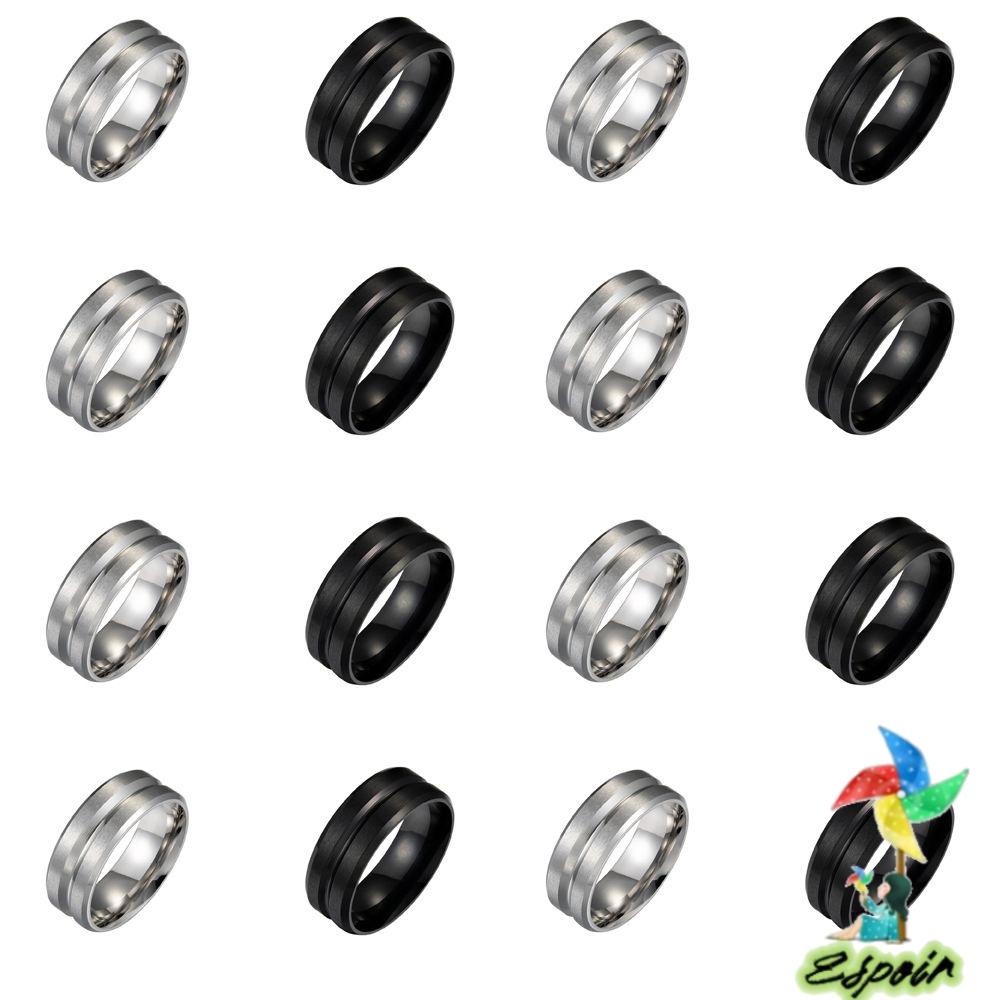 ESPO Nhẫn Thép Titan Màu Đen / Bạc Thời Trang