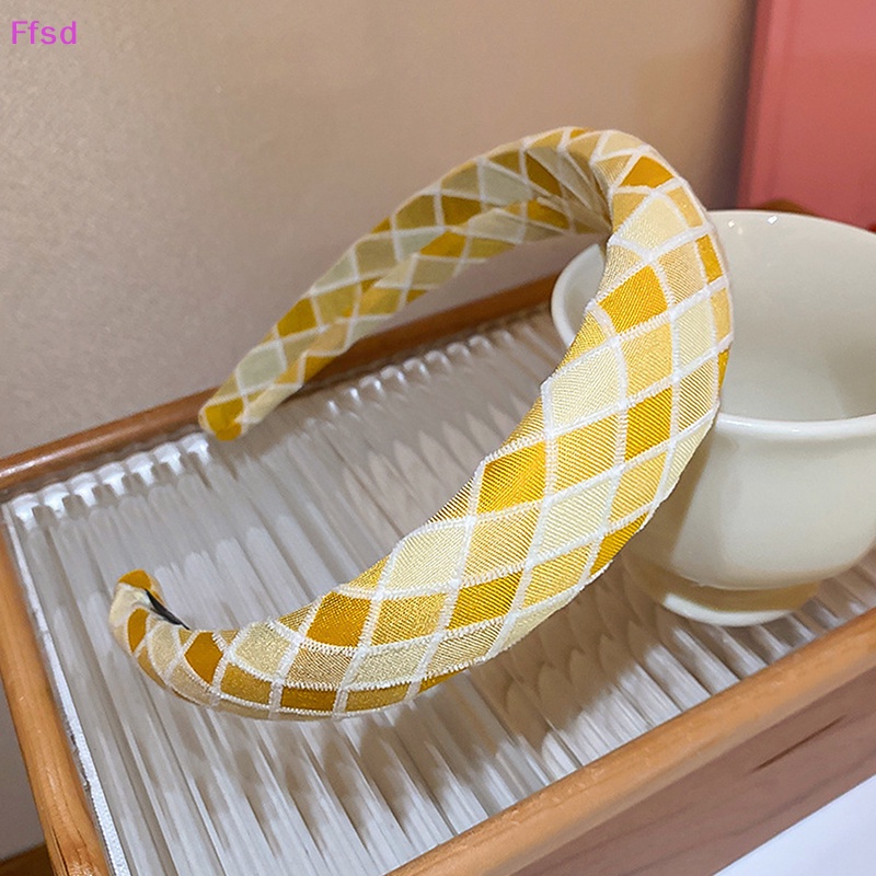 {Ffsd} Băng Đô Cài Tóc Bằng Xốp Kẻ Sọc Caro Bằng Vải Thời Trang Thông Thường Đa Năng Dành Cho Bạn Nữ * Hàng Bán Chạy