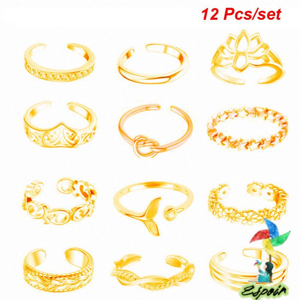 ESPO Set 12 Nhẫn Đeo Ngón Chân Thời Trang Hè Cho Nữ