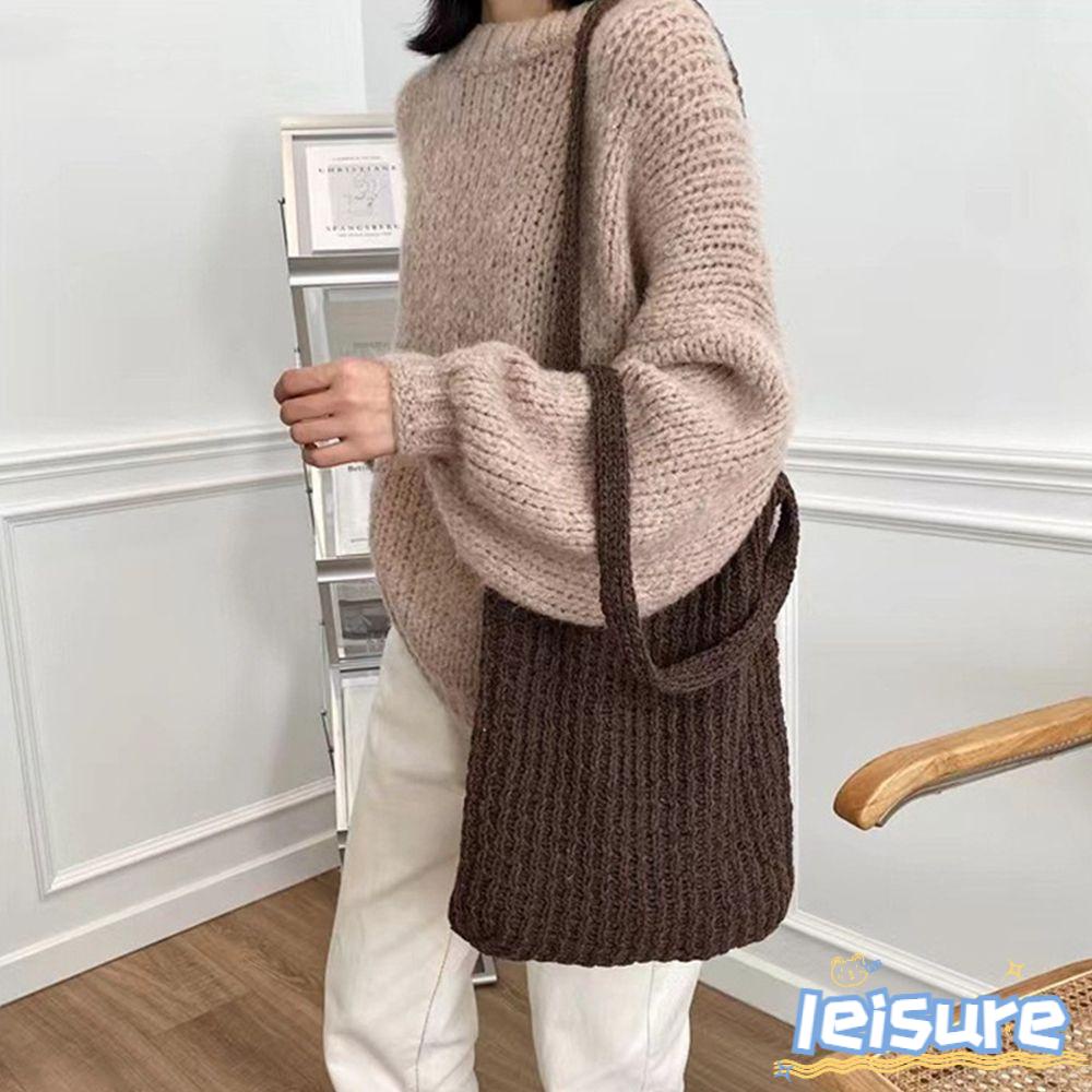 LEISURE Túi Xách Đan Len Cỡ Lớn Thời Trang Cho Nữ