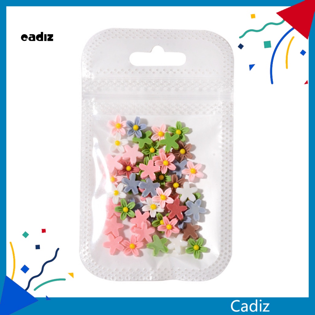 Bộ 50 Phụ Kiện Trang Trí Móng Tay Hình Bông Hoa 3D Bằng Nhựa Resin Màu Sắc Tươi Sáng Chống Thấm Nước Dành Cho Nữ